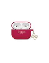Guess Liquid Silicone Glitter Triangle Charm dėklas, skirtas AirPods Pro 2 – violetinė