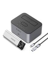 IT28E-C prijungimo stotis su klonavimo funkcija, skirta 2 x M.2 NVME 2,5 colio / 3,5 HDD / 2,5 colio SSD – pilka