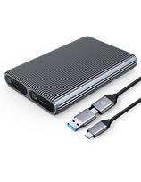 AM2C3-2SN dvigubas M.2 SATA+NVME USB-C 10Gb/ s korpusas – pilkas