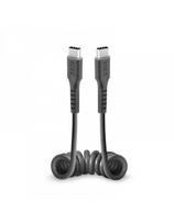 USB-C spiralinis kabelis 0,5 m - juodas