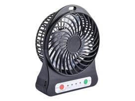 Stalinis ventiliatorius 10cm USB + baterija, juoda