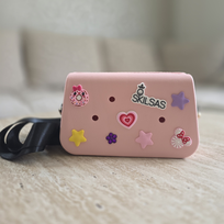 Personalizuojama rankinė su keičiamomis dekoracijomis, rožinė