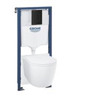 Grohe Solido potinkinio rėmo, Start Round WC rimless, tvritinimų ir matinio juodo mygtuko komplektas, 3-6 l, 1.13 m