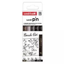 Kūrybinio rašymo rinkinys "Brush art" UNI-Ball Mitsubishi pencil PIN, 5 vnt