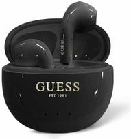 Ausinės TWS Guess Glossy Effect Egg Shape Printed Classic Logo juodos spalvos