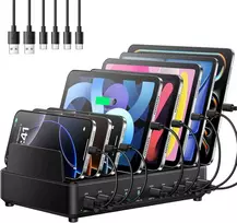 Rocoren stalinė krovimo stotis 10x USB (6 x USB-C, 4 x USB-A), 400 W, PD 100 W, GaN, RCCT-023