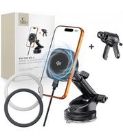 Juodas magnetinis automobilinis telefono laikiklis su 25W QI2.2 krovimu "Tech-Protect V20 ArcticBoost Magsafe Vent & Dash"