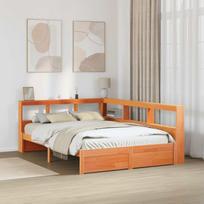 Knygų spinta lova su galvūgalio 2 pcs Vaško ruda 200 x 140 cm