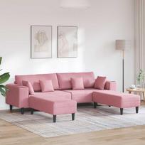 Sofa 3 pcs Rožinė 250 x 188 x 76 cm Aksomas