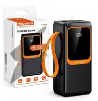 „Teltech TT-PB50“ išorinis akumuliatorius, avarinis akumuliatorius, 5 A, 22,5 W, „Type-C“ / „Lightning“ laidai, juodos spalvos, 50000 mAh