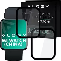 „Alogy Full Glue“ 2x lankstus 3D stiklas, skirtas „Xiaomi Mi Watch“ (kinietiška versija), juodos spalvos, universalus