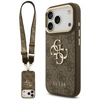 GUESS Case 4G Big 4G Classic Logo Big Strap Metal Buttons for iPhone 17 Pro brown