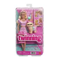 BARBIE Twinning Looks šviesiaplaukės lėlės ir šunelio rinkinys, JFP36
