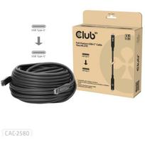 Club3D USB-C kabelis CAC-2580 15m, 10Gbps, 60W, juodas, USB-C / USB-C