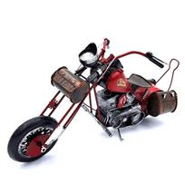 Didelis metalinis „Chopper“ motociklo modelis – raudona interjero dekoracija, dovana motociklistui