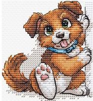Kryželių siuvinėjimo rinkinys skirtukui „Draugas“, 9×9,5 cm, plastikinė drobė 14 ct