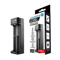 everActive USB‑C ličio jonų baterijų įkroviklis 18650/21700 su apsaugomis