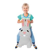 Pilkas zuikis šokliukas vaikams 12+ mėn. su pompa, neslystantis, 100 kg