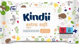 Drėgnos servetėlės kūdikiams, odos valymui, vaikams Kindii Extra Soft, 62137, 60 vnt.