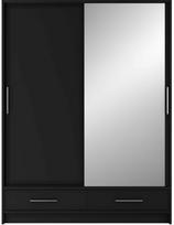 Spinta Estantte II With Mirror, juoda sp., 60 cm x 150 cm x 200 cm, su veidrodžiu