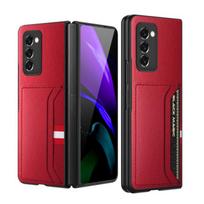 Slim Lightweight Leather Case For Samsung Galaxy Z Fold 2 4 Fold4 Fold2 5g Fold 3 Fold3 Shockproof Protective Cover for Galaxy Z Fold 4 raudona