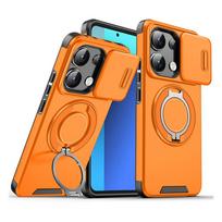 Dėklas Xiaomi 14T Pro, magnetinis žiedas, sulankstomas stovas, telefono dėklas Xiaomi 14 T 14T Pro, slankiojančios kameros apsauga, matinis dangtelis Xiaomi 14t oranžinė
