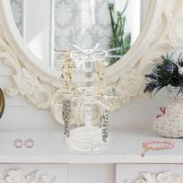 Rotating Jewelry Display Stand Keychain Holder Women Gift 2 Tier Storage Rack for Scrunchies Hair gray