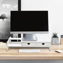 Stand Riser, Laptop Computer Shelf Holder with Storage Drawer Desktop Organizer 2 White Drawer