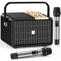 320W Peak Power Karaoke Machine with Rich Deep Bass, Bluetooth Singing PA Speaker System Bass/Treble Adjustment with 2 UHF Wireless Microphones juoda