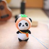 Soft And Squishy Panda Keychain Strawberry Plush Toy Bag Pendant And Key Charm oranžinė