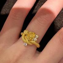 Vintage Rose Spirit Snake Wrapped Ring J492
