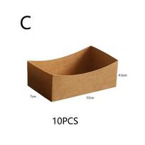 10 Pcs Food Grade Kraft Paper Food Boxes Portable Disposable Containers for Picnic Camping Spring Outing Hamburger Pack C
