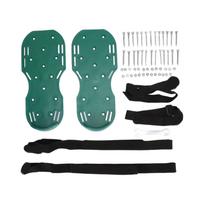 Adjustable Lawn Aerator Shoes with Heavy Duty Steel Spikes Detachable Straps for Soil Aeration and Lawn Care Gardening Tool One Size žalia