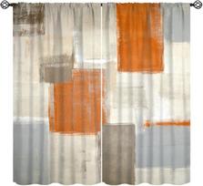 Oranžinė abstraktaus geometrinio dizaino užuolaida, vintažinės kaimiškos modernaus meno langų užuolaidos miegamajam, svetainei, namams 42  P X 45  I(Nėra juodojo režimo 60×150cm