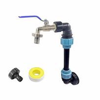 25cm Height Pipe Faucet Adapter Connection Kit IBC Barrel Heightening Faucet Kit  Rain Barrel Blue grip handle