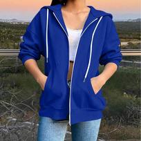 Women Hoodie Zip Up Sweatshirt Half Zipper Drawstring Hooded Jacket Kangaroo Pocket Casual Outerwear M