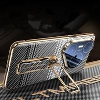 Weave Texture Wrist Strap Stand Vegan Leather Back Case for Huawei Pura 90 Pro Max / 80 70 Ultra 80 70 Pro+ Lens Protect Cover Opp Bag&For Huawei Pura 80 Ultra 5G 6.8" juoda