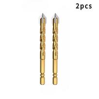 Plytelių gręžimo grąžtas stiklo cemento betono metalo marmuras specialus didelio kietumas keturių briaunų lydinio grąžtas sausas gręžimas 5-12 mm 5mm-2pc geltona