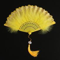 1PC Dance Hand Fan Party Decoration with Pendant Gothic Court Feather Lace Vintage Lolita Folding Fan geltona