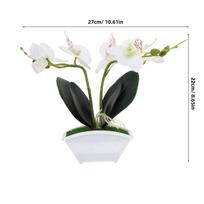 Mini dirbtinė orchidėja stalo augalo dekoras Realistiškas šilko gėlės vazonėlis Netikra orchidėja vonios kambariui, virtuvei, biurui, namų dekoravimui balta