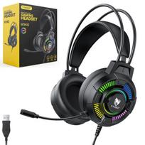 Žaidimų ausinės su mikrofonu, RGB apšvietimu ir USB jungtimi kompiuteriui H140