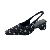 Sea Salt Blue Pointed High Heel Sandals for Women Back Hollow Half Headed Single Shoes Versatile Casual Shoes Heels 38 dangaus mėlyna spalva