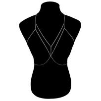 Bohemian Beach Sexy Chest Chain for Women Full Rhinestone Cross Chest Chain Shining Crystal Bra Body Necklace Choker Jewelry