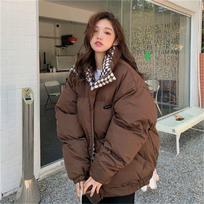 Žieminė pūkinė medvilninė striukė Moteriškas užtrauktukas laisvas paminkštintas paltas Moteriškas, storas, šiltas pūkuotas parkas Striukės Juoda balta Plaid M kava