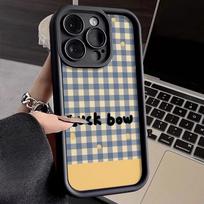 Korean blue and yellow plaid iPhone11Promax mobile phone case ladder is suitable for Apple 11promax all-inclusive Tianyan. IPhone17ProMax