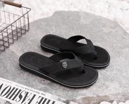 Men Casual Slippers Bathroom Home Flat Flip Flops 40 juoda