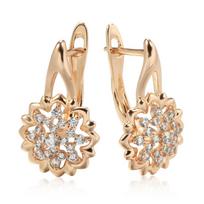 New  Rose Gold Color Sexy Drop Earrings Unusual Flower Natural Zircon Women'S Earrings Party Girls Exaggerated Jewelry