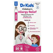 DrKids, Alergijos simptomų palengvinimas vaikams, 6-11 metų, Mišrių uogų skonio, 20 vienkartinio naudojimo buteliukų, 5 ml (0,17 fl uncijos) kiekviena
