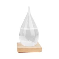 12x6 Orų audros stiklas Barometras Dekoratyvinis stiklinis lašas su mediniu pagrindu Atmosferos slėgio indikatorius