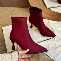 Pointed Toe Women Ankle Boots High Heels Sexy Shoes Designer Luxury Pumps 2025 Winter Dress Party Chelsea Botas Mujer 35